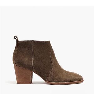 MADEWELL The Brenner Boot Bootie Suede Leather Stacked Heel Side Zipper Size 6